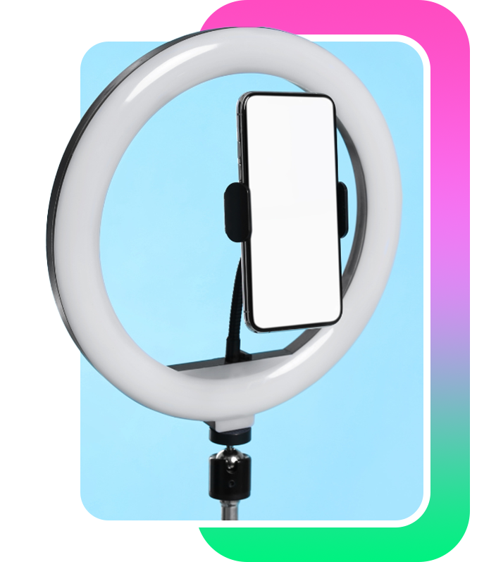 A photobooth camera light ring and stand